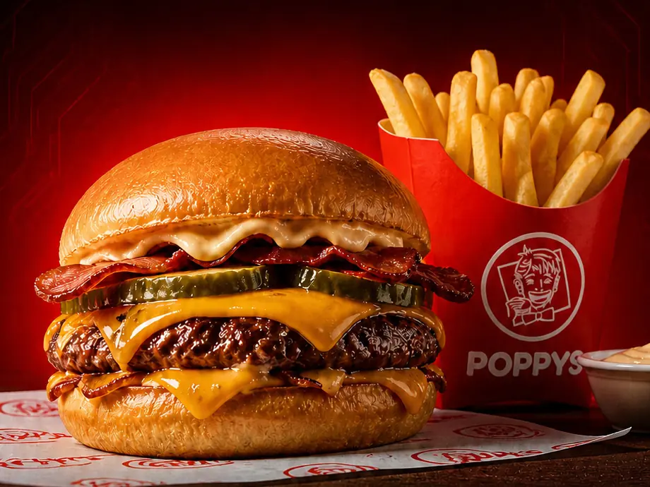 Hambúrguer POPPYS com batatas